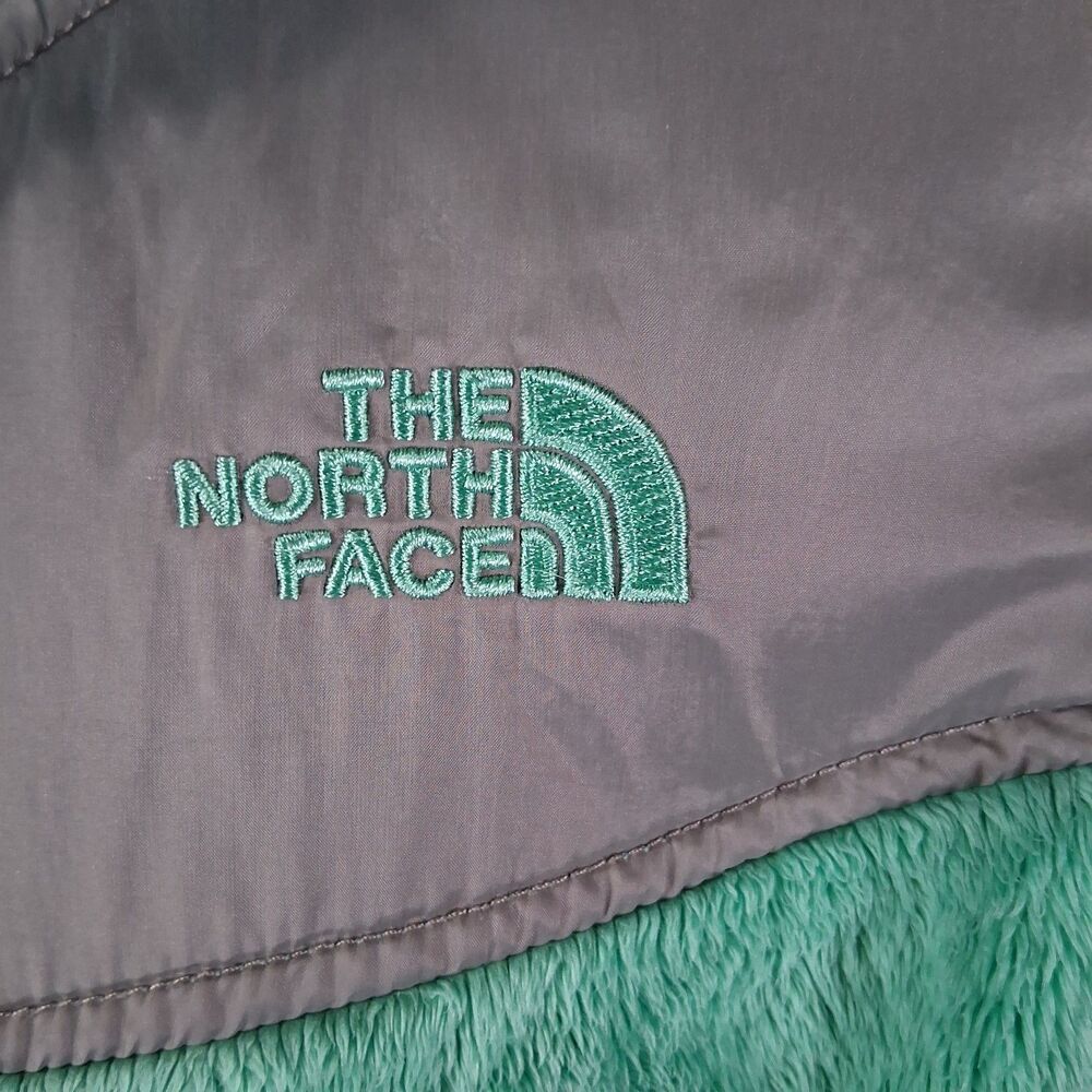 The North Face Girls Osito Hoodie Full Zip Fleece Jacket Teal Green Grey XL 18 - Picture 4 of 10
